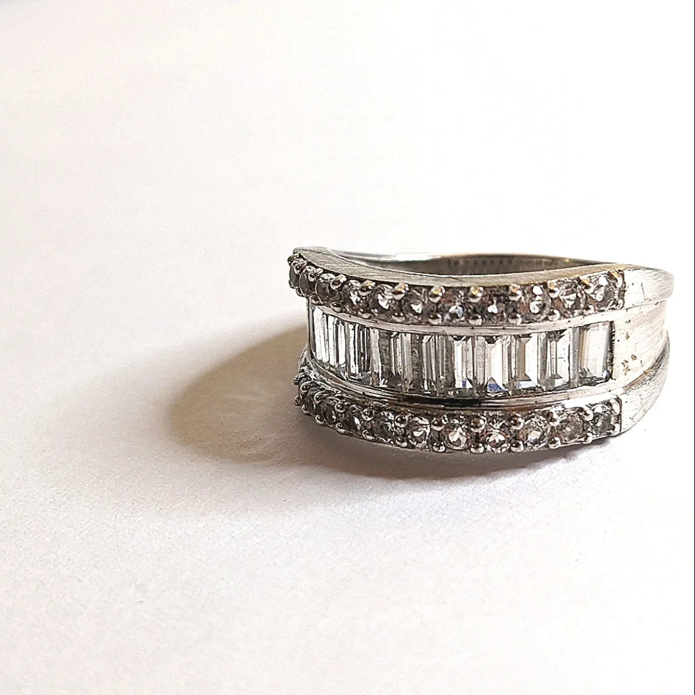Sterling Silver Spinel Ring – Baguette & Round Cut  Size 10‎ Signed 925 Thailand